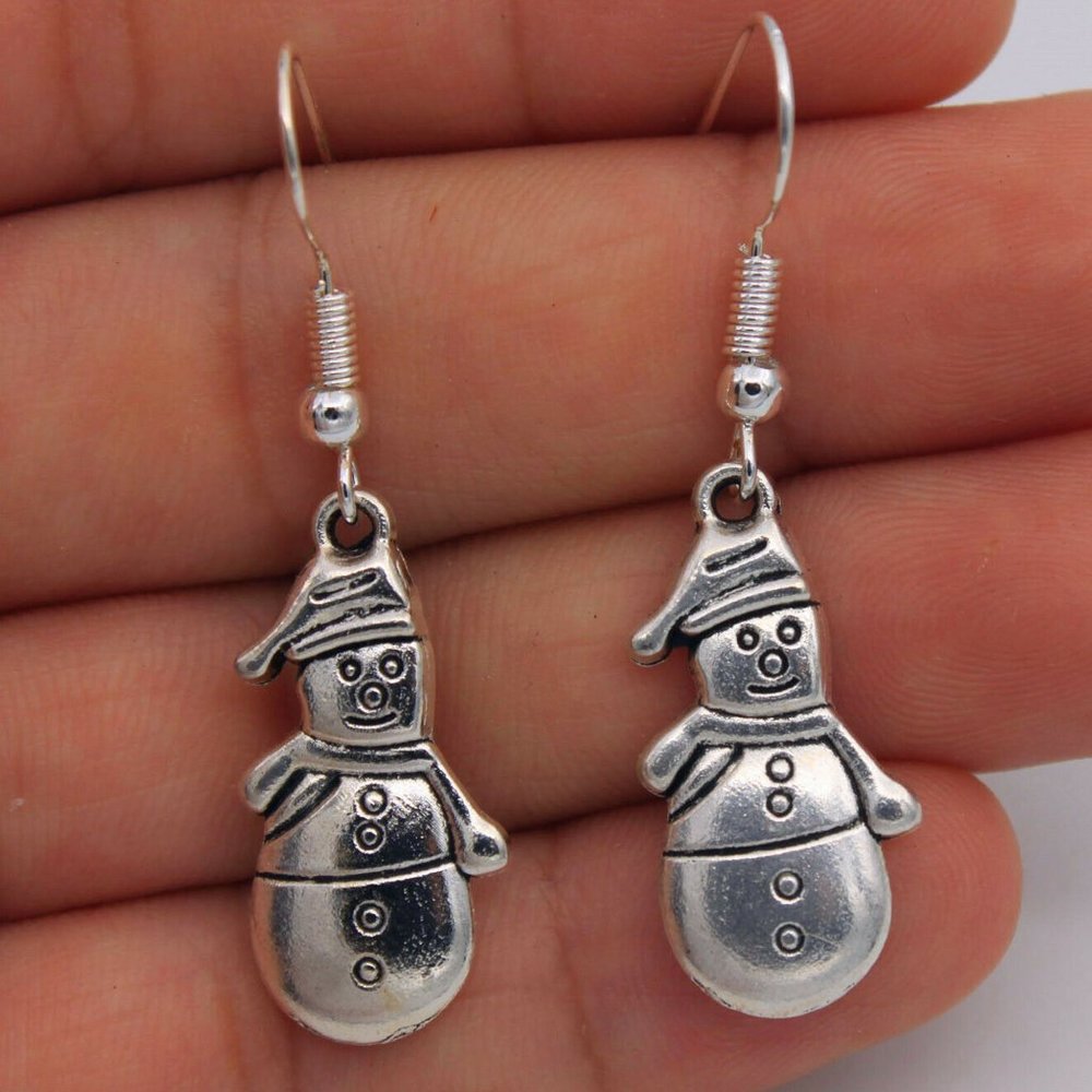 Snowman Silver Earrings